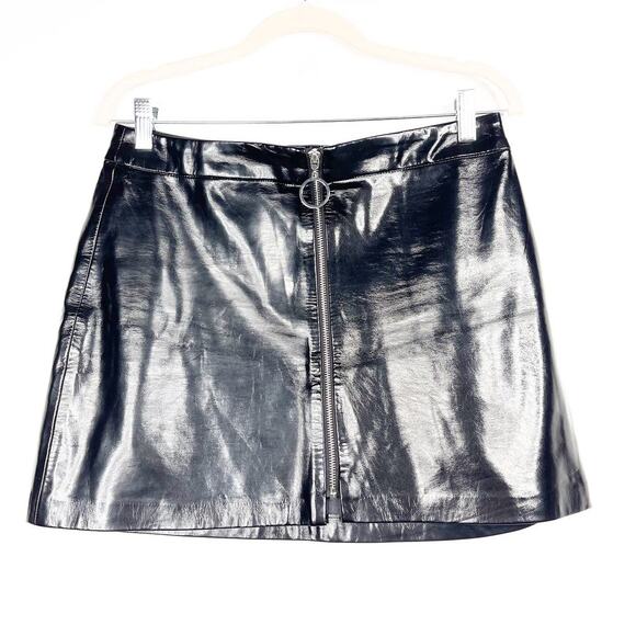 Zara Dresses & Skirts - 2/$30 ZARA Faux Leather Zip-up Mini A-Line Skirt Ring Pull Large Black #7311